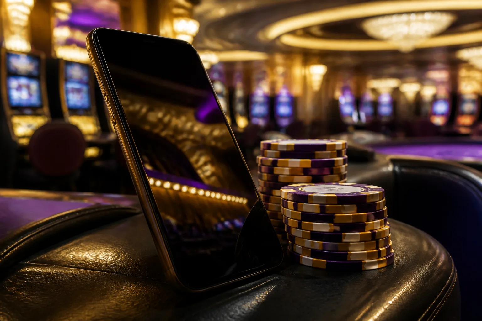 Smartphone affichant la version mobile du casino Legiano, avec des jeux de machines à sous ouverts dans le navigateur
